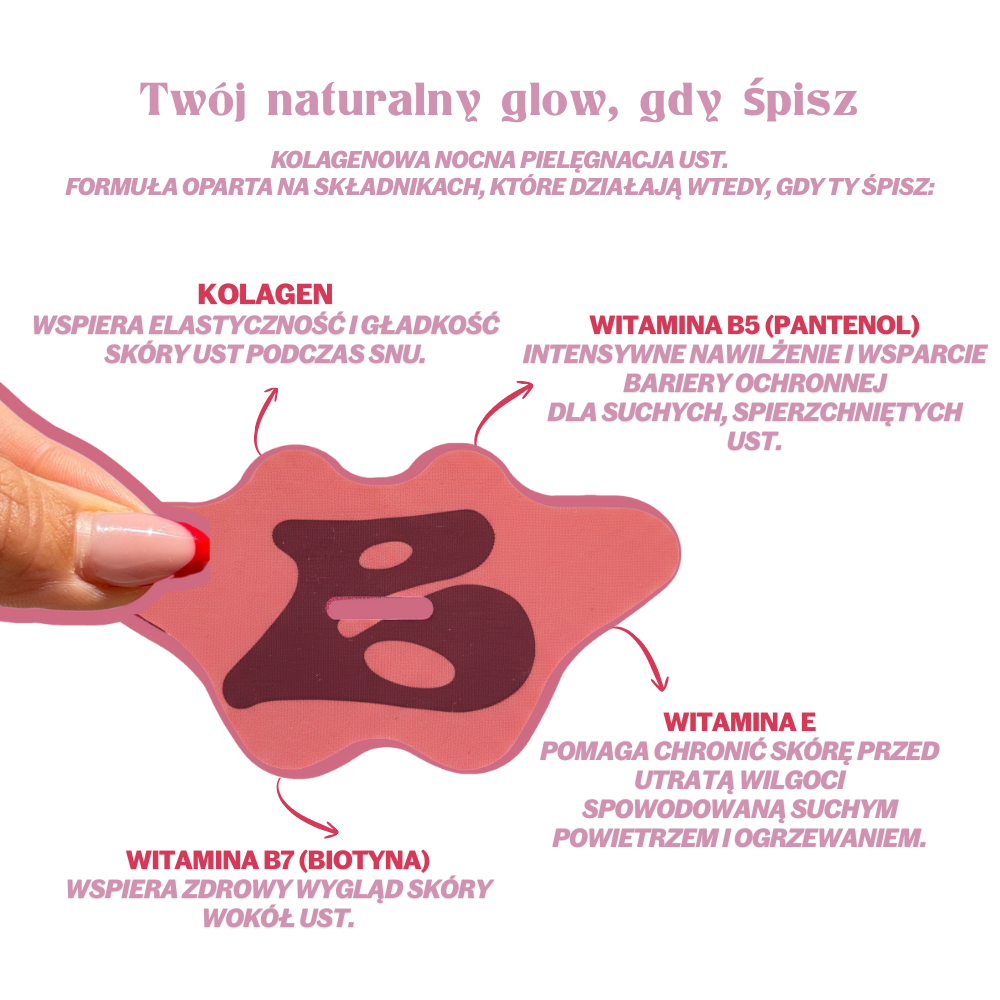 Glow in Bed z kolagenem - plastry na usta do spania